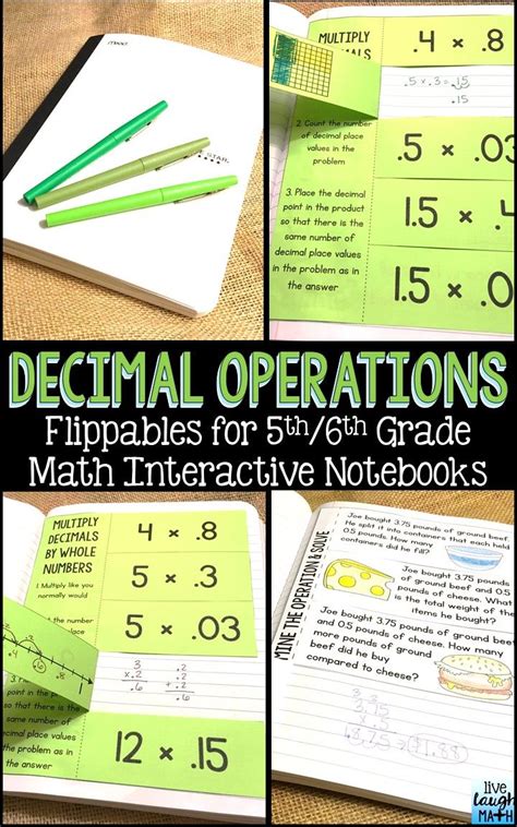 Decimal Operations Interactive Notebook Flippables Math Interactive