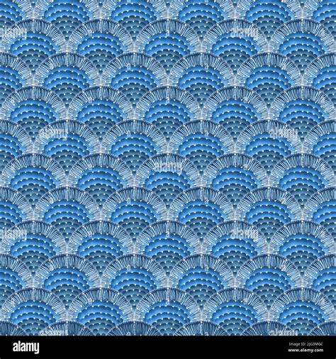 Scale Squama Blue Seamless Pattern Textured Background For Textile