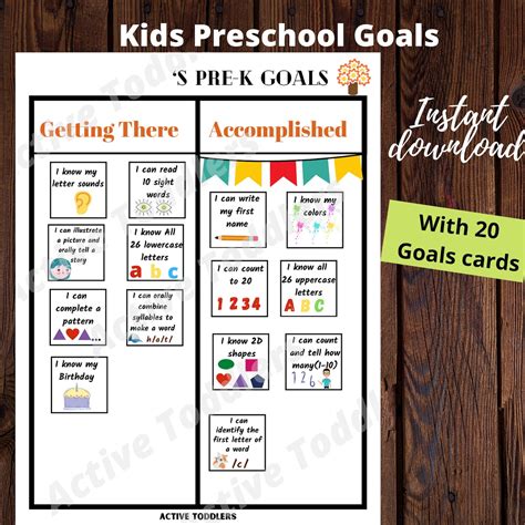 Pre K Goals Preschool Goals Chores Kids Goalstoddler Etsy