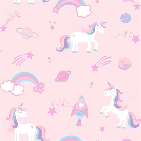 I Love Wallpaper Space Unicorn Childrens Glitter Wallpaper