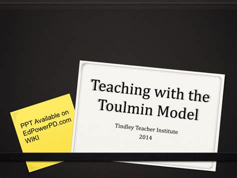 Teaching The Toulmin Model Tindley Accelerated Schools