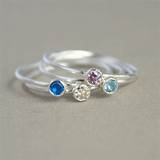 Images of Stackable Birthstone Rings Sterling Silver