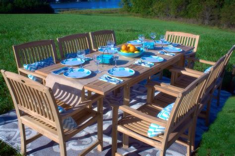 Pebble Lane Living 9 Piece Teak Outdoor Dining Set With Eco Friendly