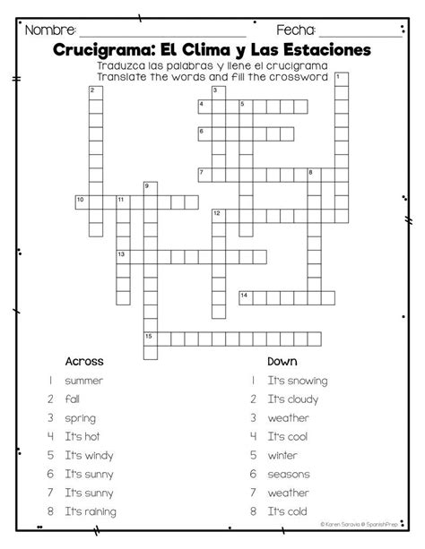 Holidays and seasons word search puzzles. Printable Spanish Crossword Puzzle | Printable Crossword Puzzles