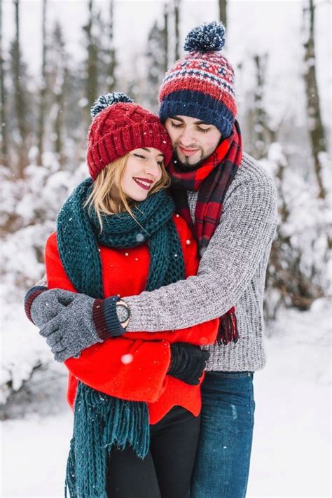 Free Photo Embracing Beautiful Couple In Winter Holidays Winter