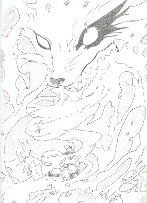 Nine Tailed Fox Naruto Sketch Coloring Page