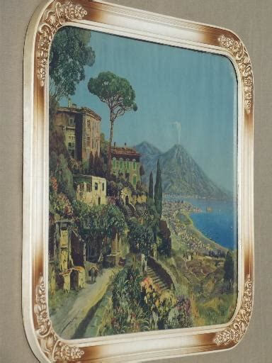 Antique Framed Print At Vesuvius Vintage Colored Print Bay Of Naples Italy