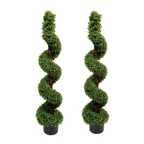 2 X Artificial Premium Topiary Boxwood Spiral Trees 4ft120cm