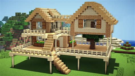 This minecraft survival house, designed and built by youtuber folli, looks challenging to replicate, with its fancy roof. Minecraft: Survival House Tutorial - How to Build a House in Minecraft - YouTube