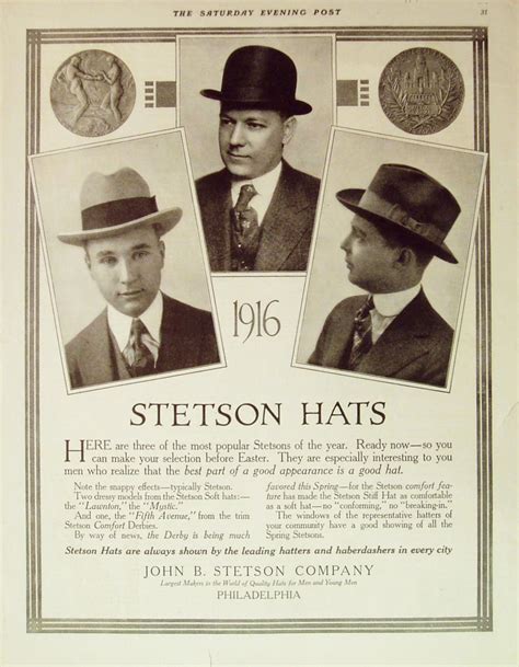 This Old Stetson Ad From 1916 Is Showing The Most Popular Stetson Hats