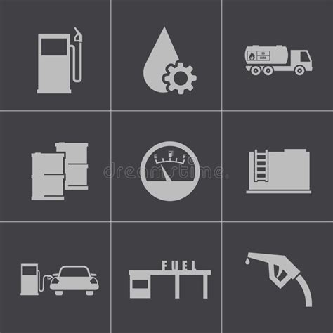 Vector Black Gas Station Icons Set Stock Vector Illustration Of