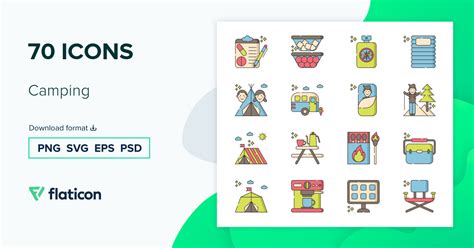 Pack De Iconos Camping Lineal Color 70 Iconos SVG