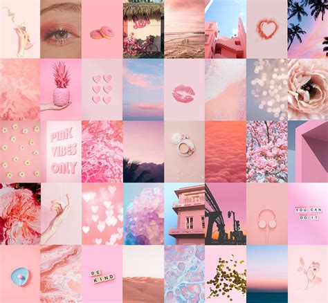 Pink Wall Collage Kit Aesthetic Collage Digital Photo Wall Etsy