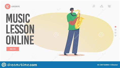 Music Lesson Online Landing Page Template African Sax Player Blowing
