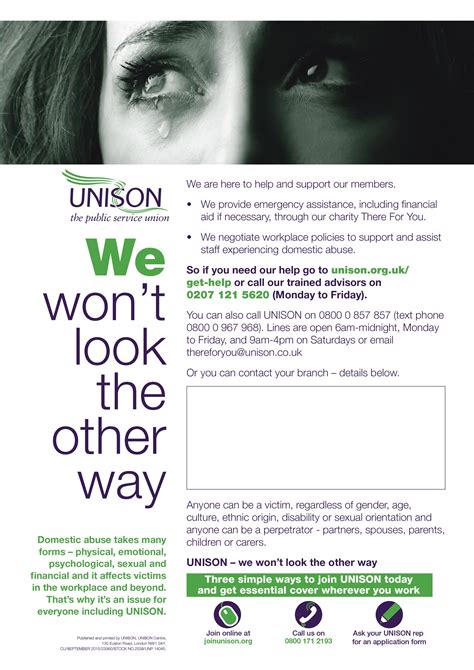We Wont Look The Other Way Domestic Abuse Poster Unison Shop