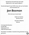 Jan Bosman 14-03-2019 overlijdensbericht en condoleances - Mensenlinq.nl