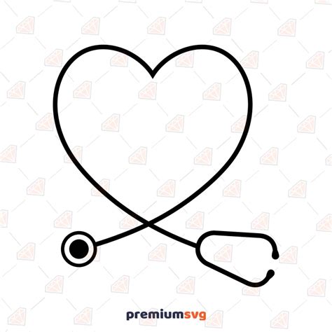 Heart Stethoscope Svg Heart Stethoscope Instant Download Premiumsvg