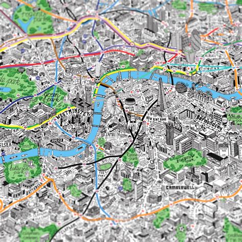 London City Art Print Hand Drawn Map Of London Jenni