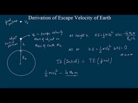 This is where escape velocity comes into the picture. Derivation of Escape Velocity of Earth - YouTube