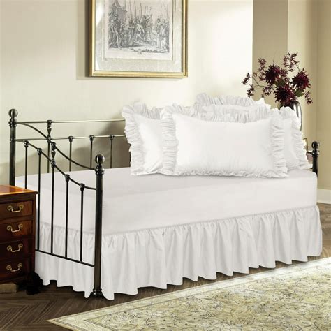 Ruffled Bed Skirt With Split Corners Day Bed White 18 Drop