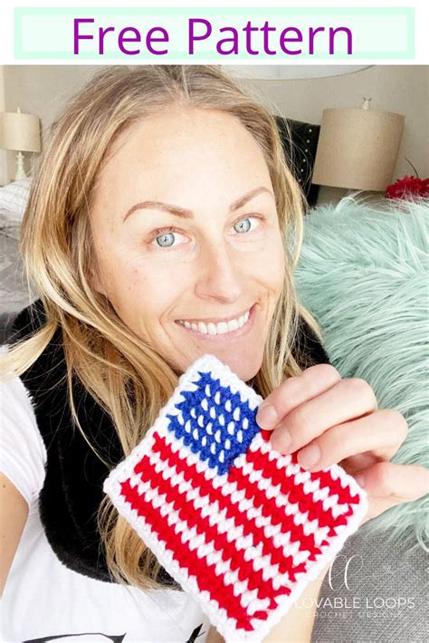 Crochet American Flag Applique Free Pattern Lovable Loops Free