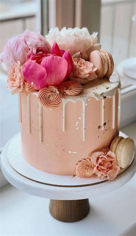 37 Pretty Cake Ideas For Your Next Celebration Peach Cake With White