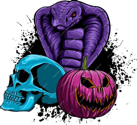 Premium Vector Illustration Of Skull With Cobra And Pumpkin
