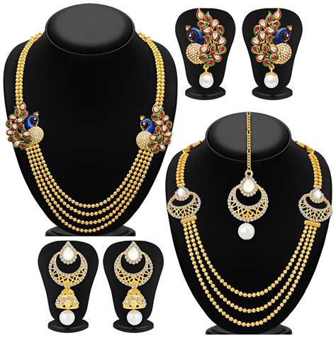 buy sukkhi fine gold plated set of 2 necklace set combo for women