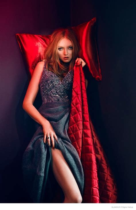 Lily Cole Models Red Hot Fashion Looks In Cover Story Of Glamour Italia