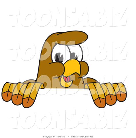 Vector Illustration Of A Cartoon Hawk Mascot Character Looking Over A