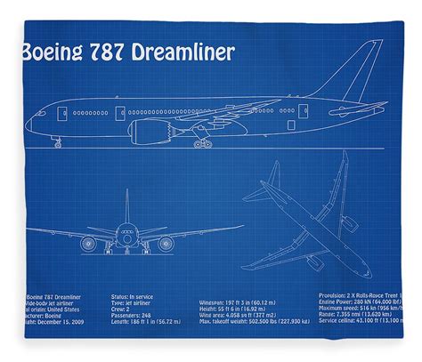 Boeing 787 Dreamliner Airplane Blueprint Drawing Plans Ad Fleece