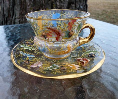 Rare Signed Ludwig Moser Glass Cabinet Cup And Saucer Set Etsy In 2020 Glass Cabinet Cup