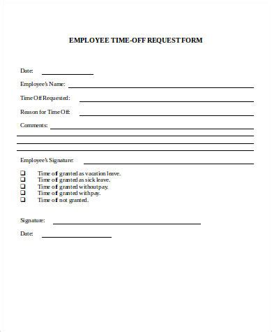Time Off Request Letter Template