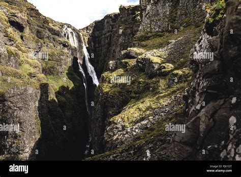 The Mighty Waterfall Glymur In Iceland Stock Photo Alamy