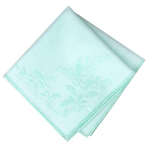 Cotton Hankie Lily Of The Valley Embroidered Green Hk319 Handy Hands