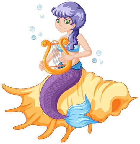 Cute Mermaid Cartoon Character Stock Vector Illustration Of Fantasy Musical 185266021