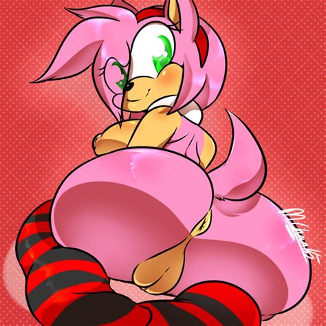 Rule 34 2015 Absurd Res All Fours Amy Rose Anthro Anus Ass Big Breasts Black Nose Blush