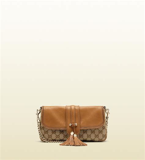 Gucci Marrakech Evening Bag With Woven Leather Trim And Tassels