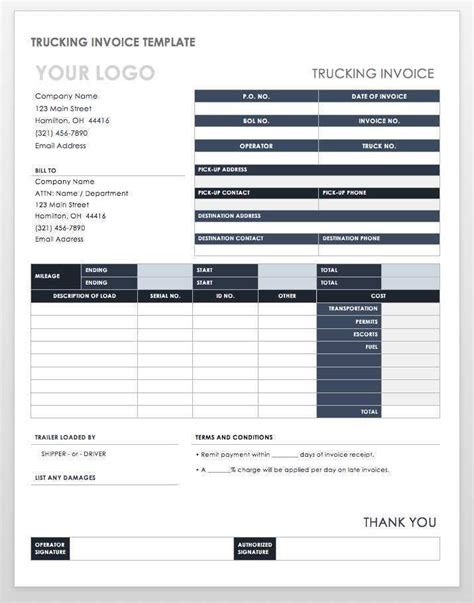 Free Trucking Invoice Template Pdf Word Excel 50 Free Trucking