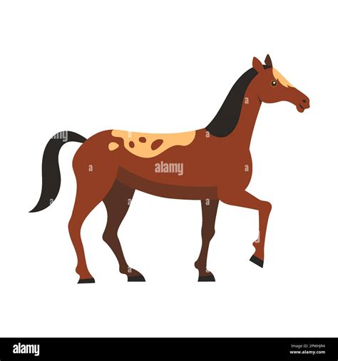 Cute Proud Horse Farm Animal Flat Vector Illustration Domestic Animal