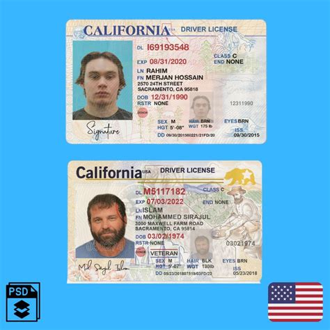 California Drivers License Template 2023