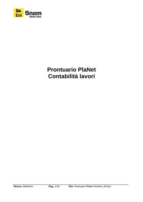Pdf Prontuario Planet Contabilit Lavori Snam It File Prontuario Planet Fornitori