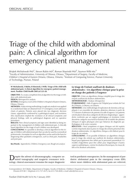Pdf Triage Of The Child With Abdominal Pain A Clinical Algorithm For