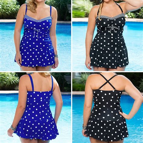 5xl Plus Size Woman Swimsuit Dress Dots Print Swimwear Brazilian