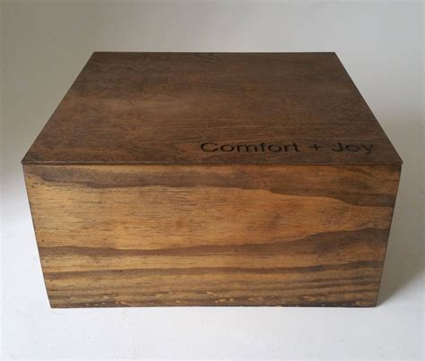 Wood Box With Drop In Lid 12x 12x 6 Comfort And Joy Engraved On Lid