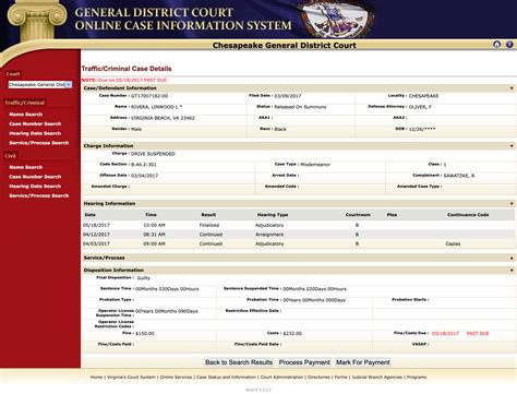 Chesapeake General District Court: Case Status Information, 03/04/2017