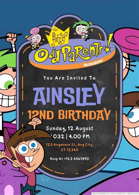 Timmy Turner The Fairly Oddparents Birthday Invitation Download