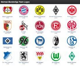 Liga in the german football league system. Bundesliga team Logos