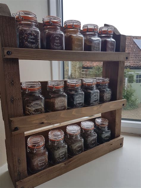 Rustic Spice Rack Made From Reclaimed Pallet Wood Etsy