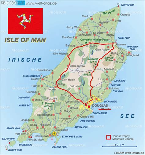 37 milepoints on the tt course. Map of Isle of Man (Island in Crown Dependency) | Welt ...